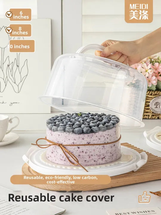Transparent Frost Handheld Round Airtight Cake Box