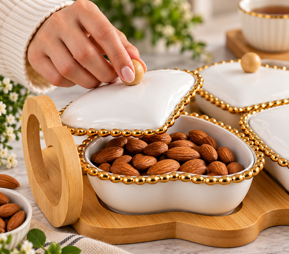 Heart Shaped Ceramic Serving Bowl Set