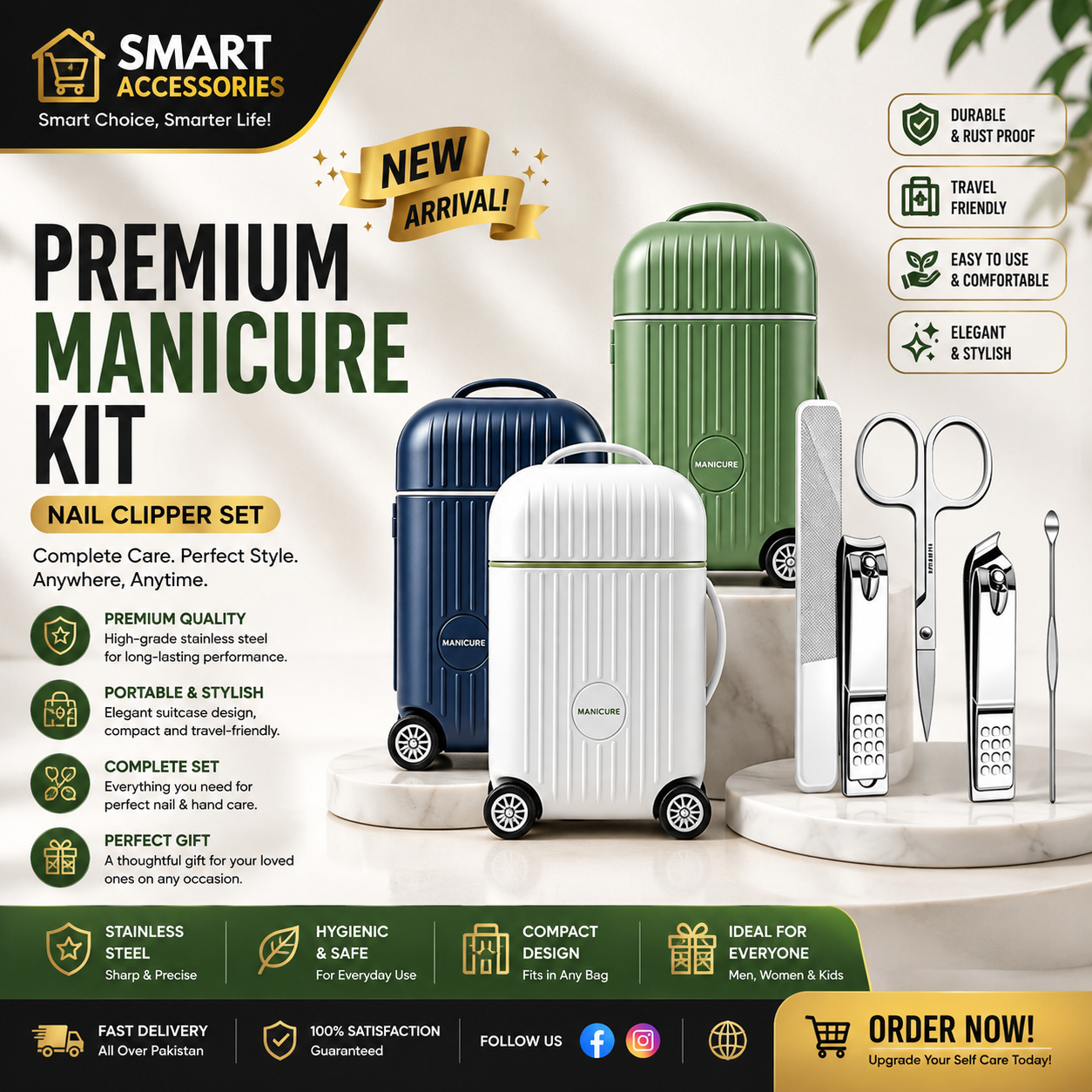 Suitcase Style Mini Travel Manicure Pedicure Kit