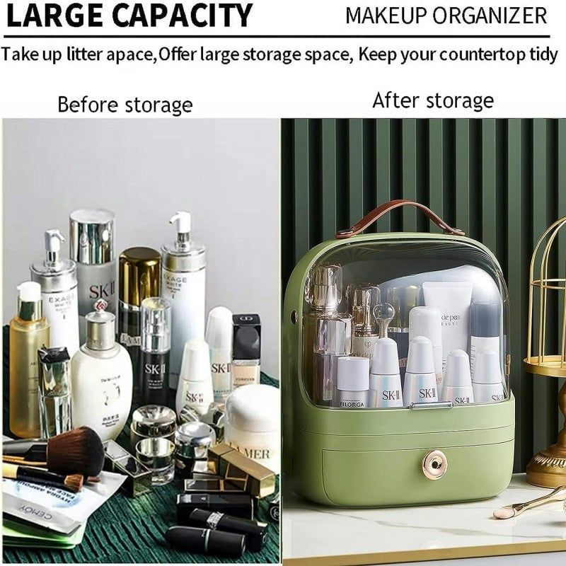 large-Capacity, Waterproof & Dustproof Makeup Organizer With Clear Lid & Drawer