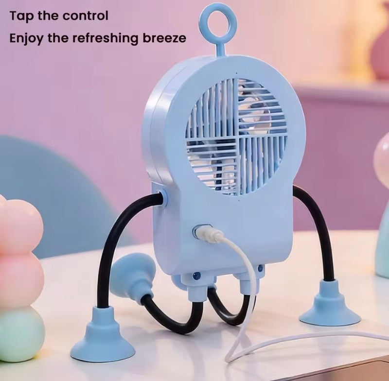 Mini Robotic Shape LED Fan With Adjustable Style