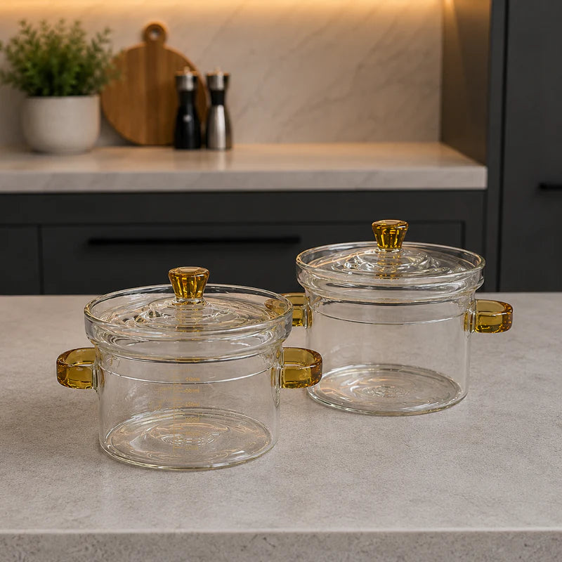 Luxury Amber Handle Glass Cooking