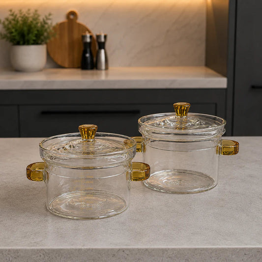 Luxury Amber Handle Glass Cooking