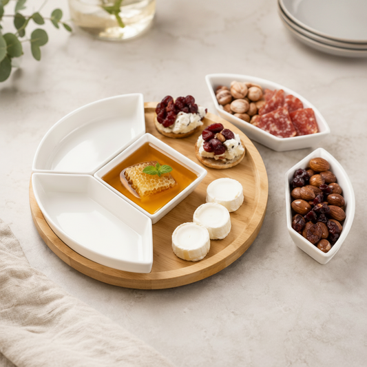 Danny Home Bamboo Lazy Susan Snack Serving Platter
