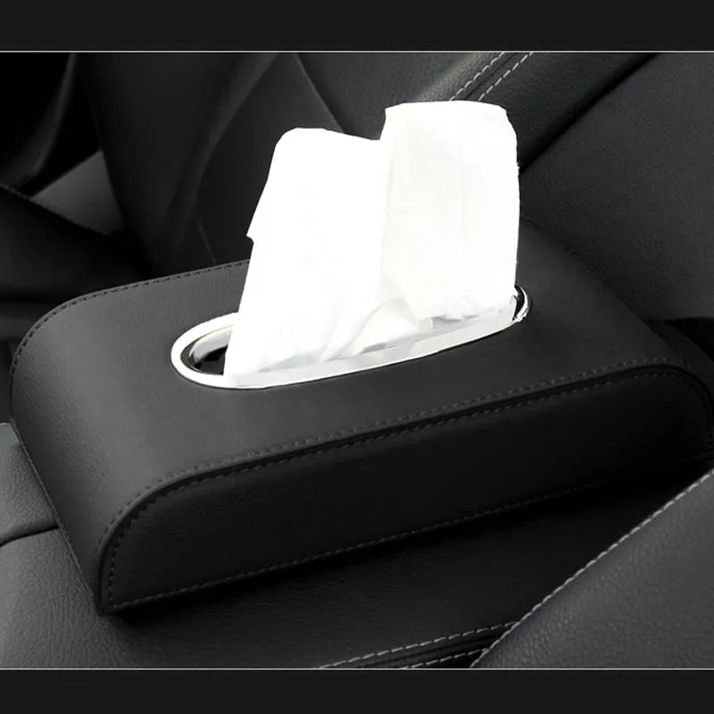 LUXURY BLACK LEATHER TISSUE BOX