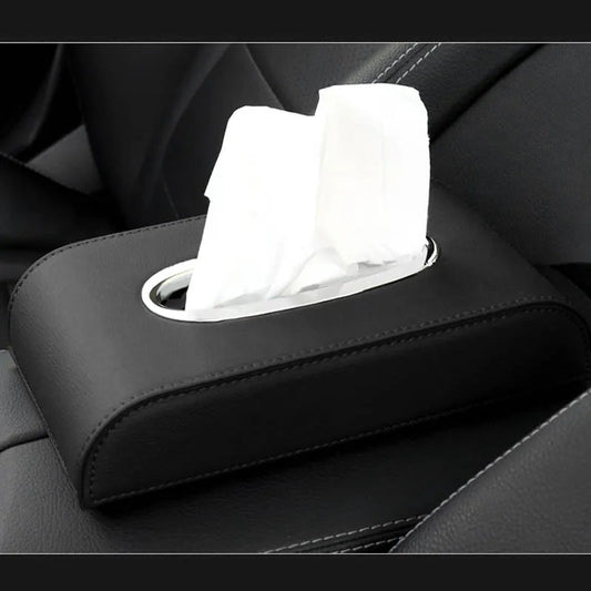 LUXURY BLACK LEATHER TISSUE BOX