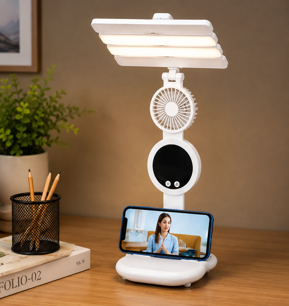 Rechargeable 3 In 1 LED Fan Desk Lamp
