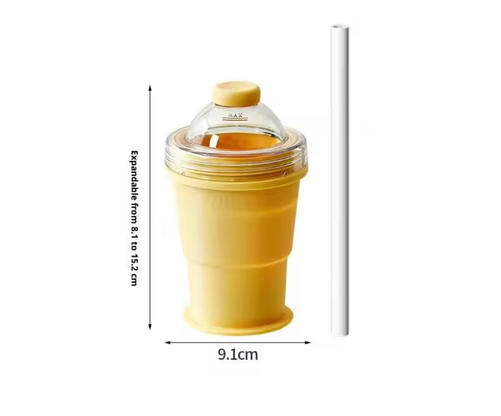 2 In 1 Collapsible Silicone Ice Ball Cup, Reusable Portable Ice Sphere Mold with Straw Lid