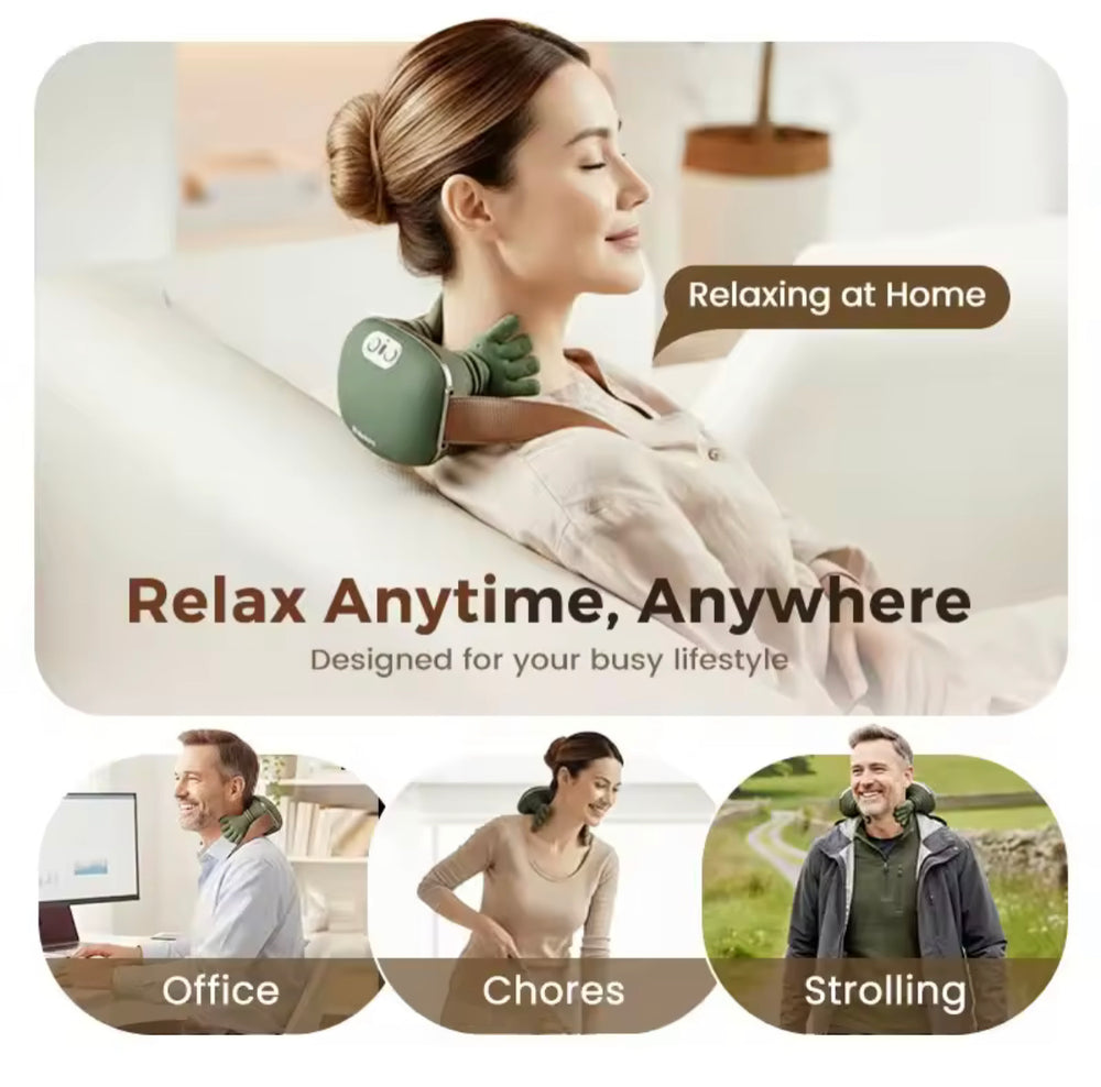 Portable Wireless Neck and Back Massager with Heat for Pain Relief