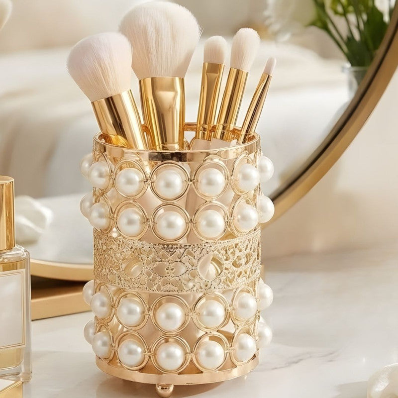 Round Golden Luxury Makeup Brush Holder