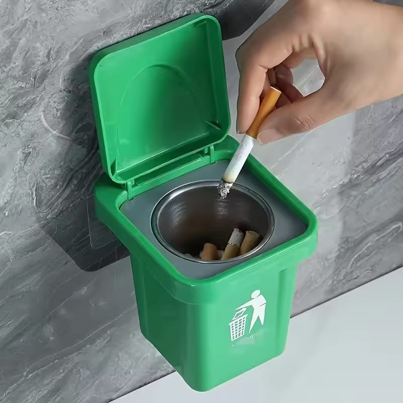 Elegant Wall Mounted Metal Ashtray And Waste Bin