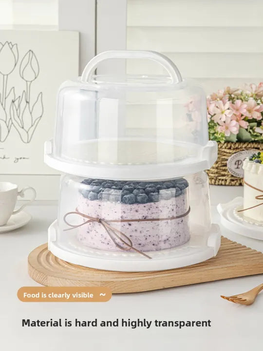 Transparent Frost Handheld Round Airtight Cake Box