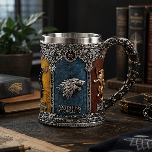 Medieval Fantasy Wolf Tankard Stainless Steel Mug