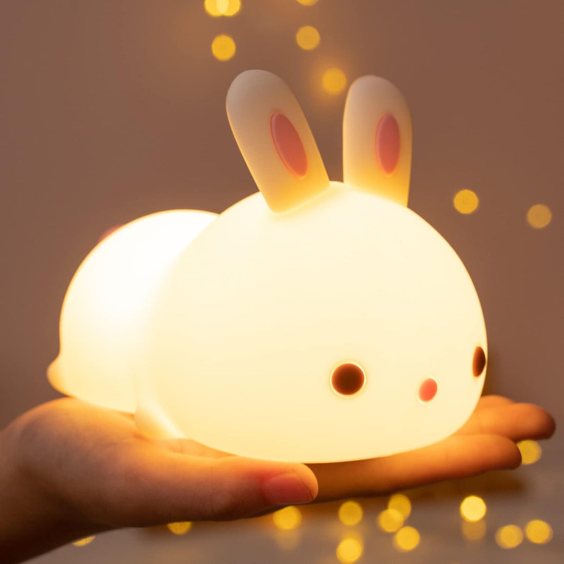 Silicone Rechargeable Color Changing Cute Bunny Night Light for Kids Baby Lamp