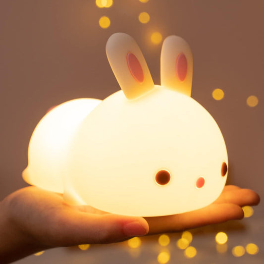 Silicone Rechargeable Color Changing Cute Bunny Night Light for Kids Baby Lamp