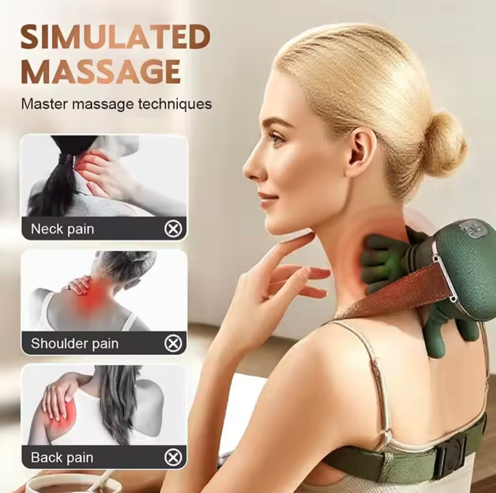 Portable Wireless Neck and Back Massager with Heat for Pain Relief
