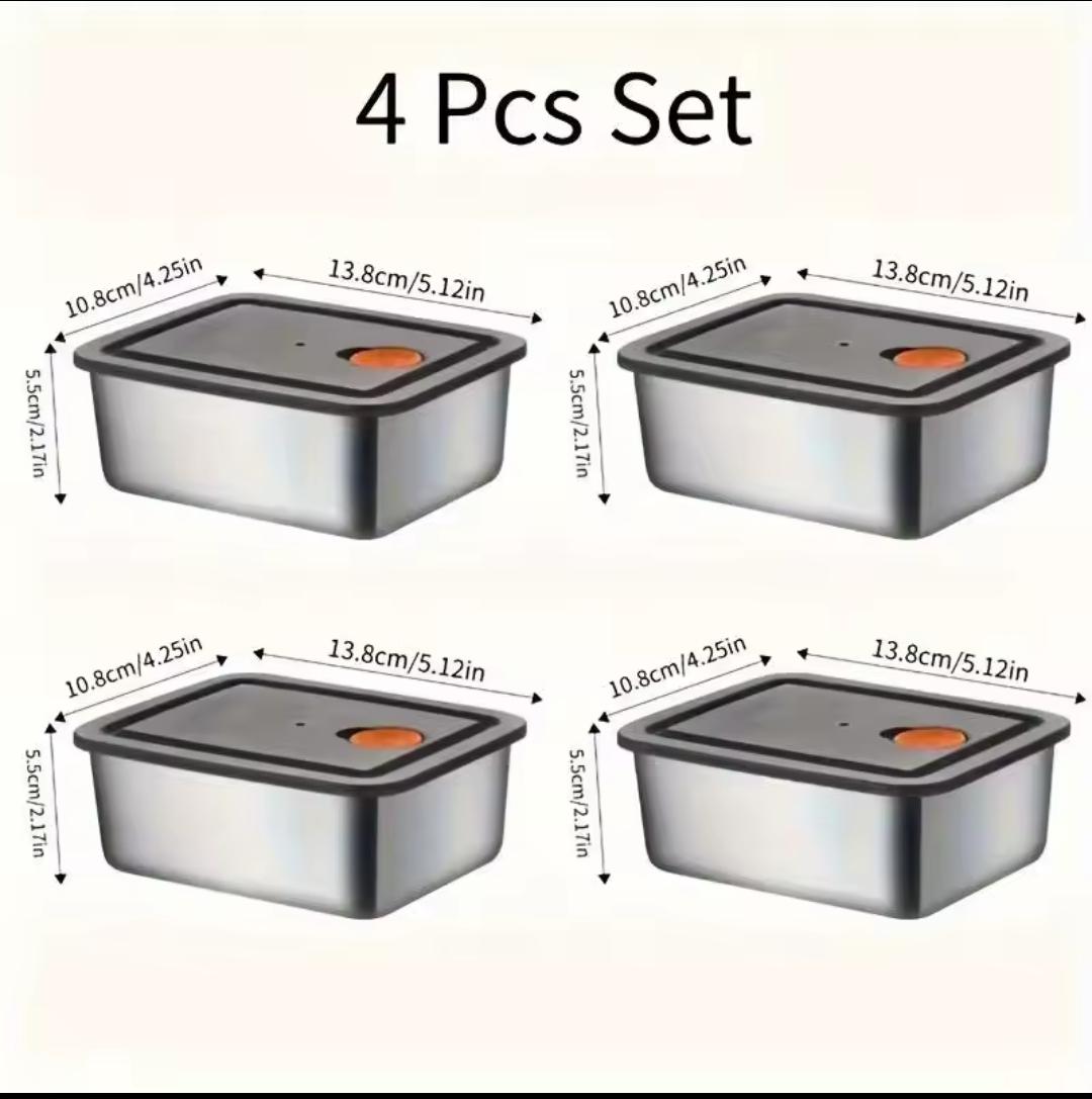 Stainless Steel Airtight Food Storage Container Set (Pack Of 4)