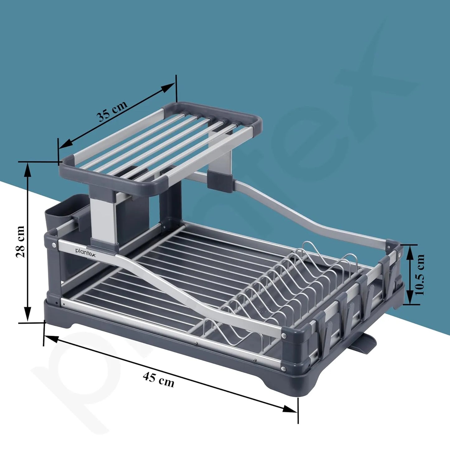 Aluminum 2-Tier Dish Drying Rack With a Drainboard