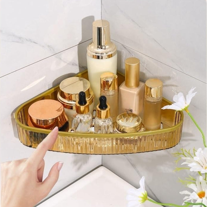 Acrylic Luxurious Style Wall Mounted Corner Organizer – No-Drill Floating Vanity Shelf