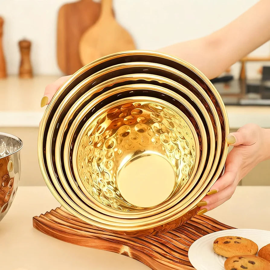 Golden Hammered Stainless Steel Bowl