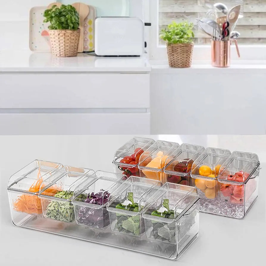 4 Compartments Tray With Removable Lid Container