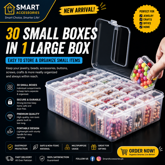 Large Capacity Jewelry Box with 30 Compartments Storage Box