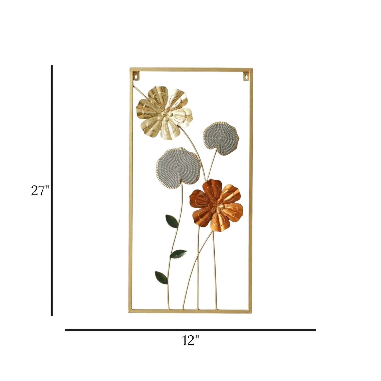 Wall Mounted 3D Gold & Copper Floral Metal Decor