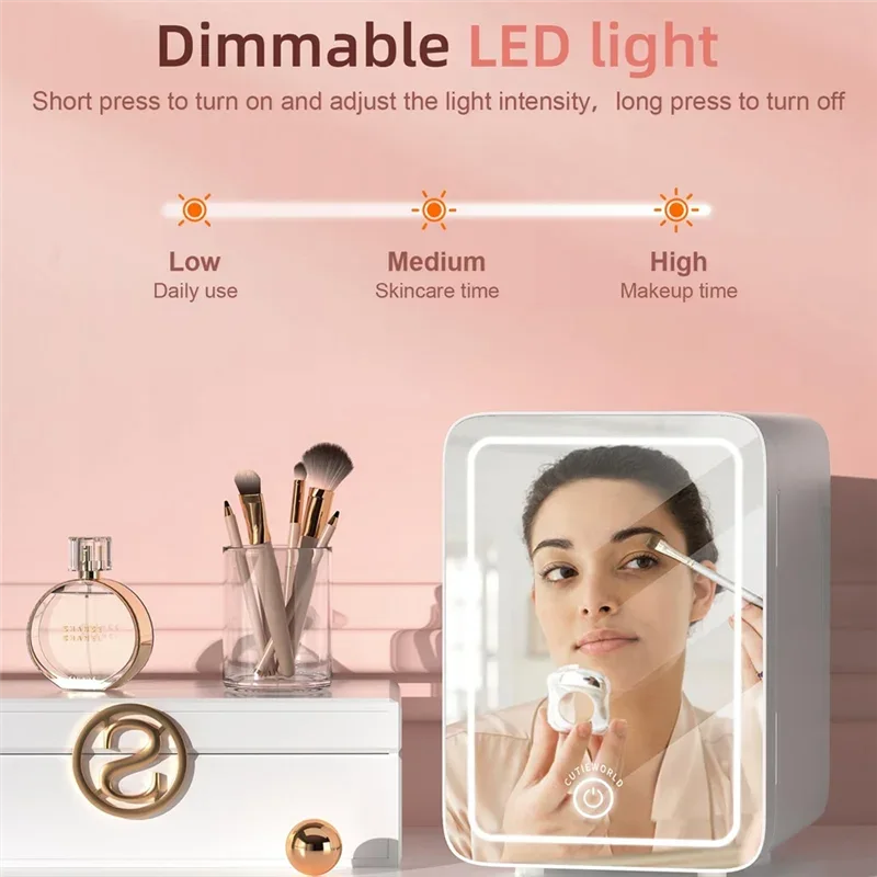 4L Portable Makeup Fridge with LED Mirror – Cooler & Warmer For Car Use