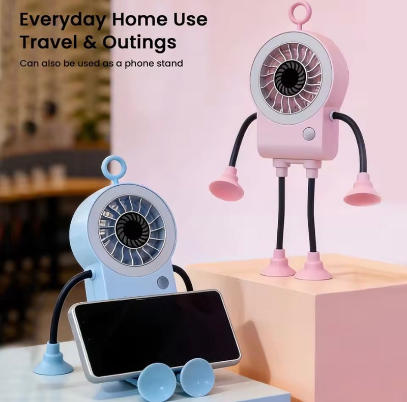 Mini Robotic Shape LED Fan With Adjustable Style