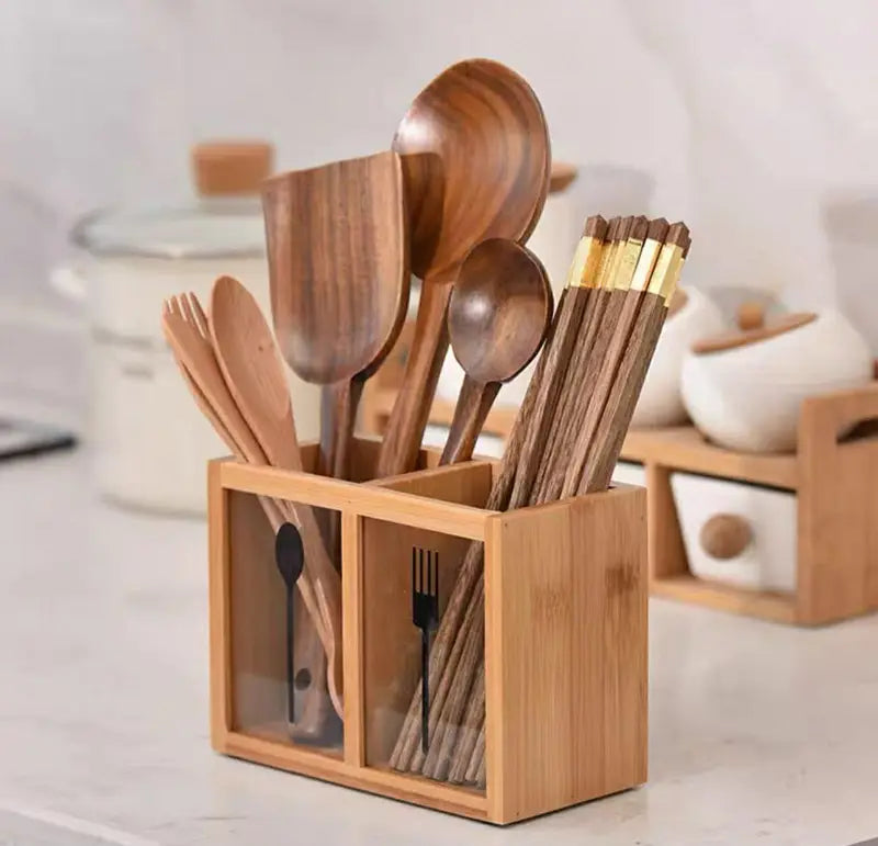 Bamboo Wooden Spoon Holder