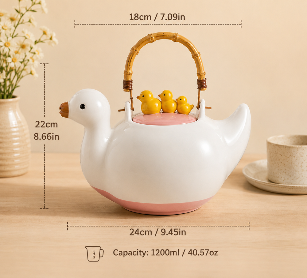 Duck Shape Ceramic Tea Cattle With Handle