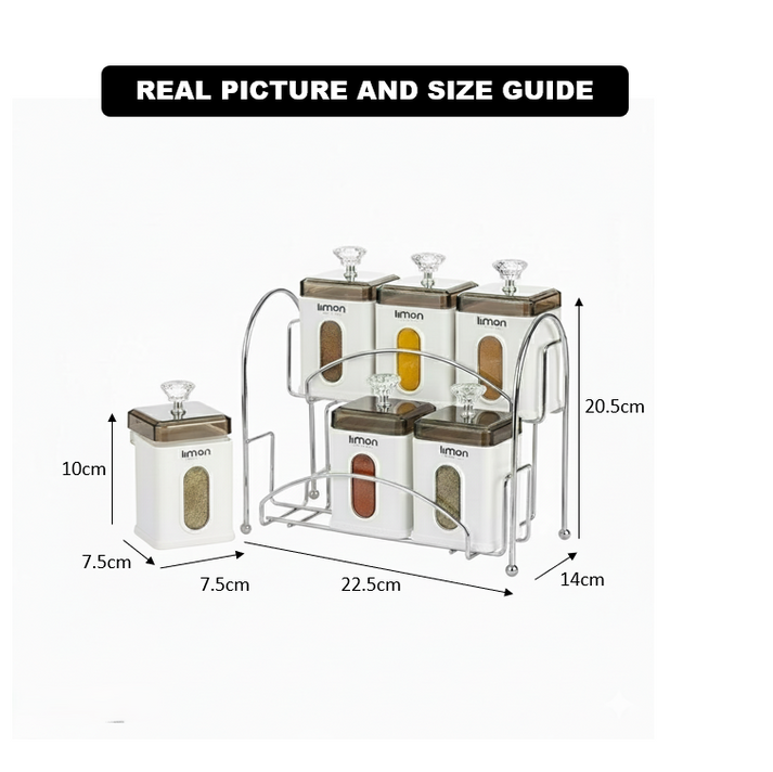Limon Airtight Spice Jar Set with Rack