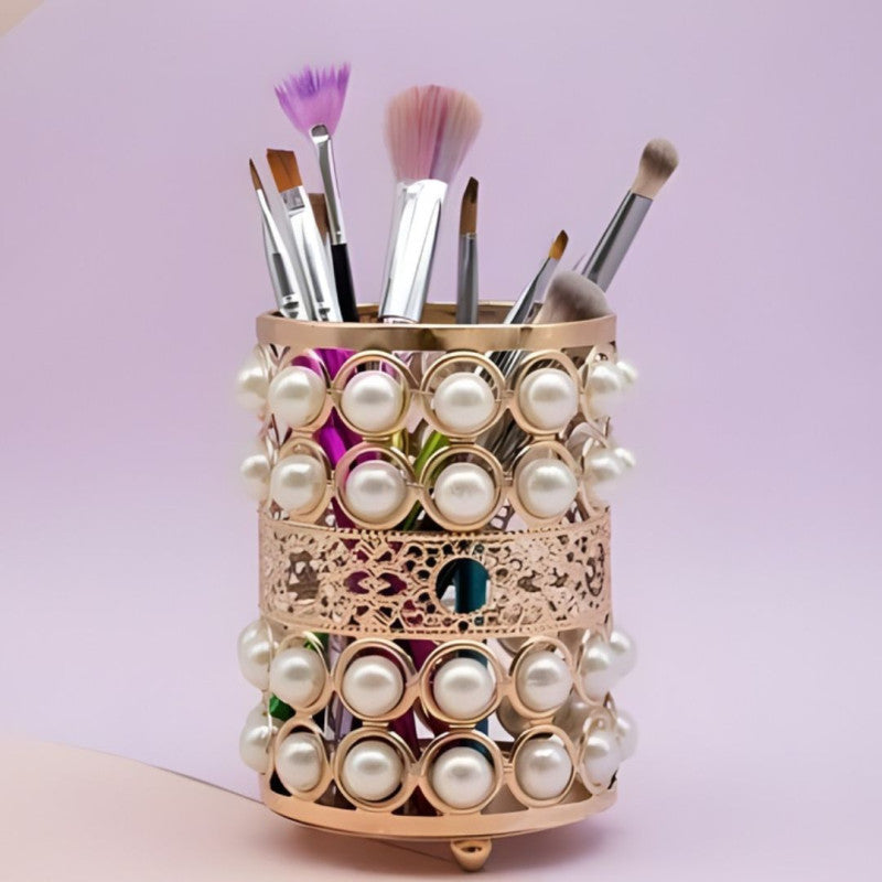 Round Golden Luxury Makeup Brush Holder
