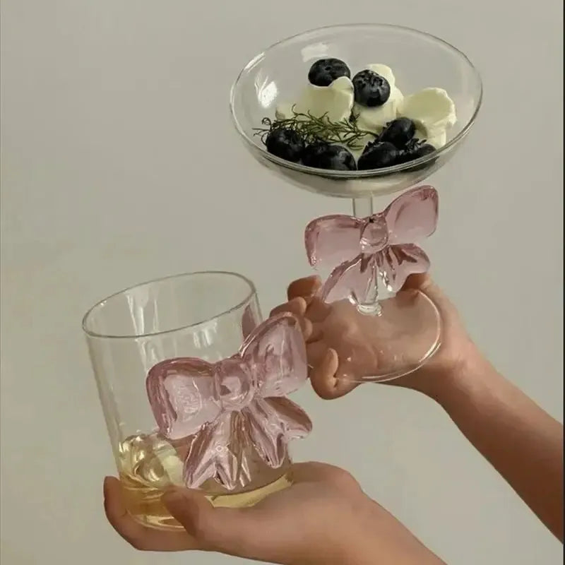 Pink Bow Dessert And Cocktail Glass.