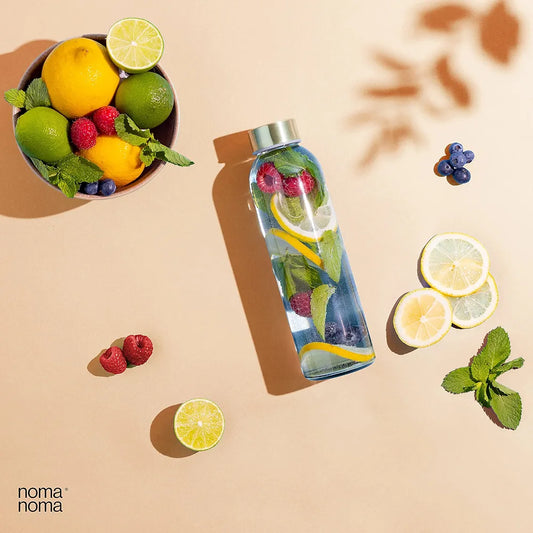 Borosilicate Glass Water Bottle With Stainless Steel Lid & Protective Sleeves