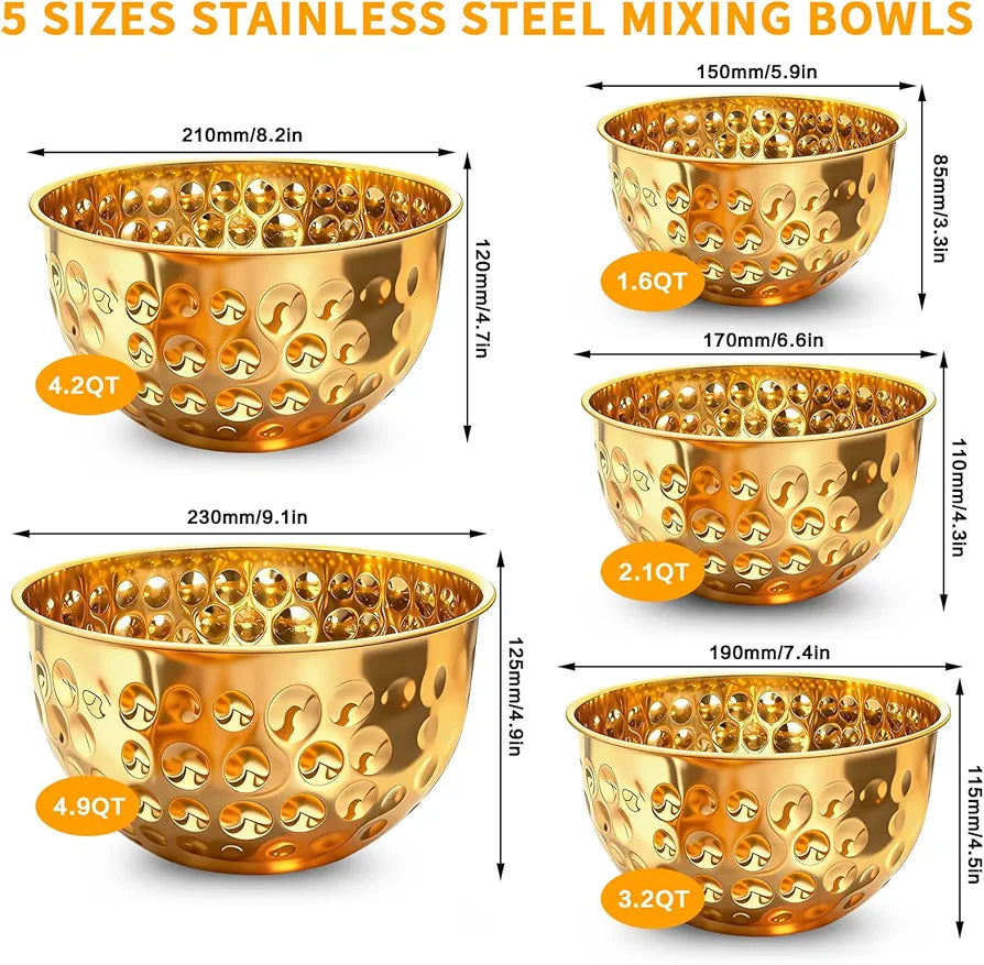 Golden Hammered Stainless Steel Bowl