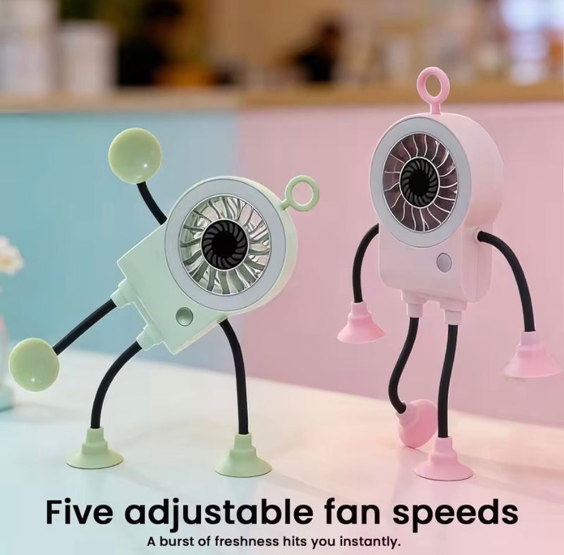 Mini Robotic Shape LED Fan With Adjustable Style