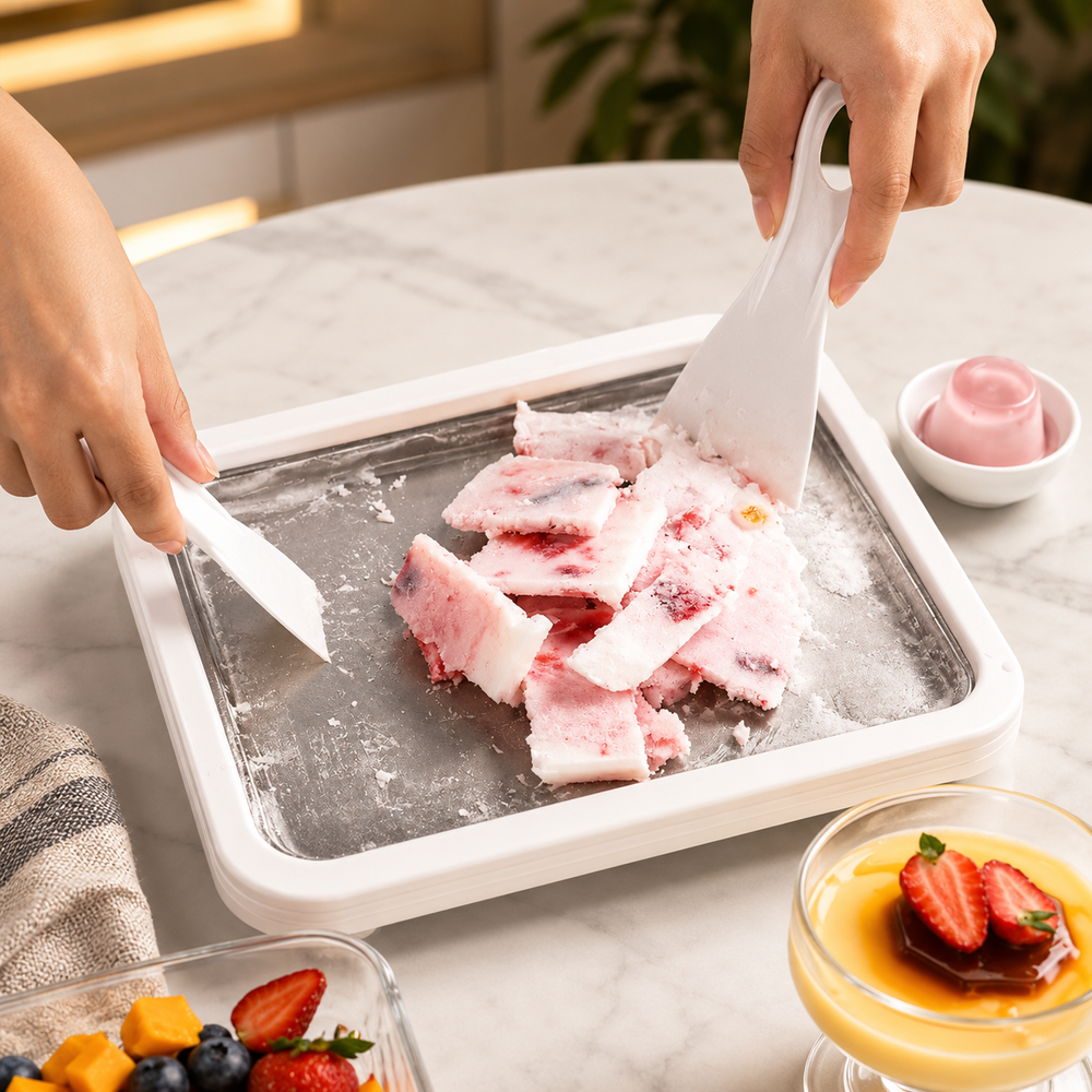 Instant Rolled Ice Cream Maker | Homemade Ice Cream Freezing Pan