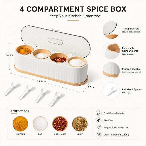4-Compartments Modern Spice Storage Box