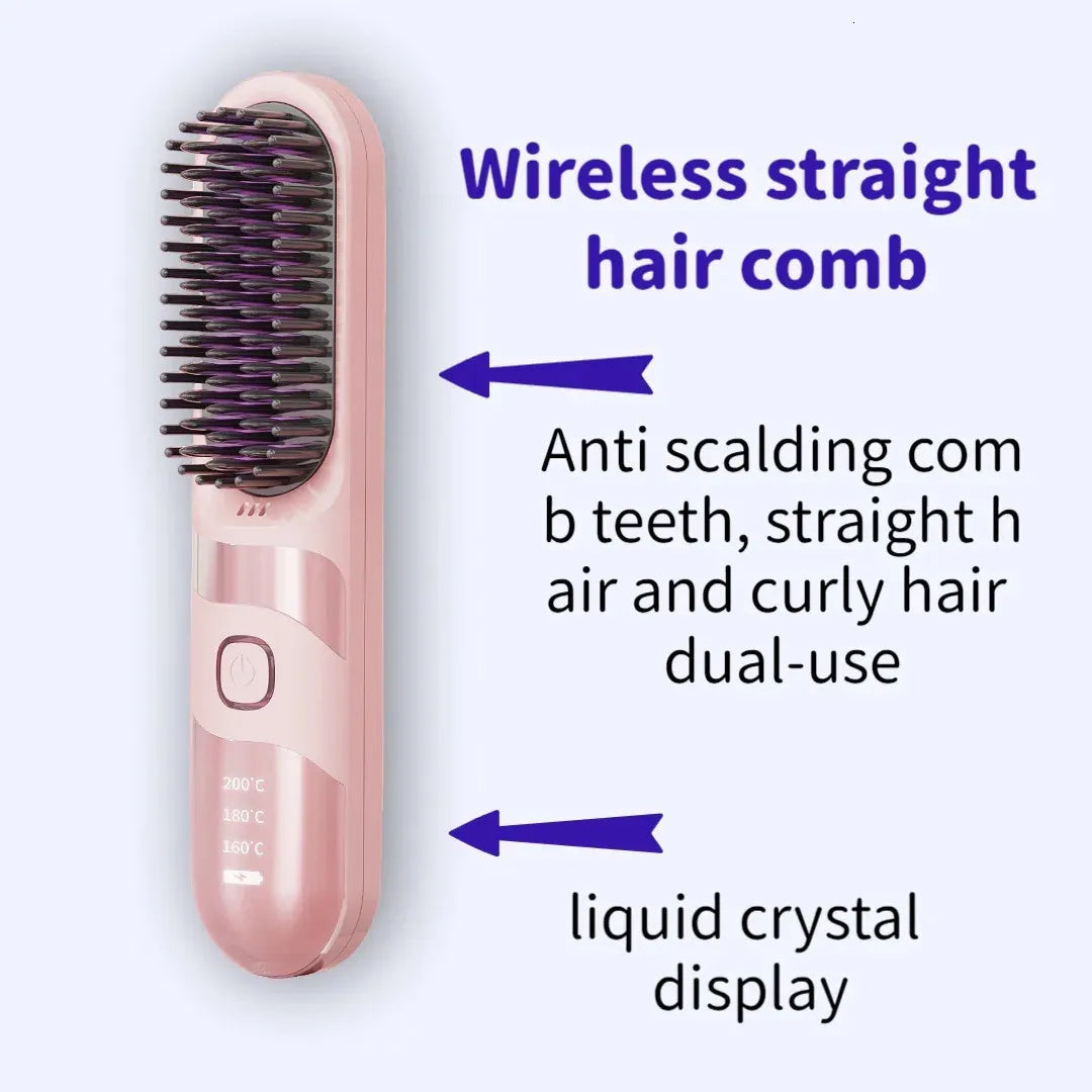 Portable Mini Electric Hair Straightener Brush