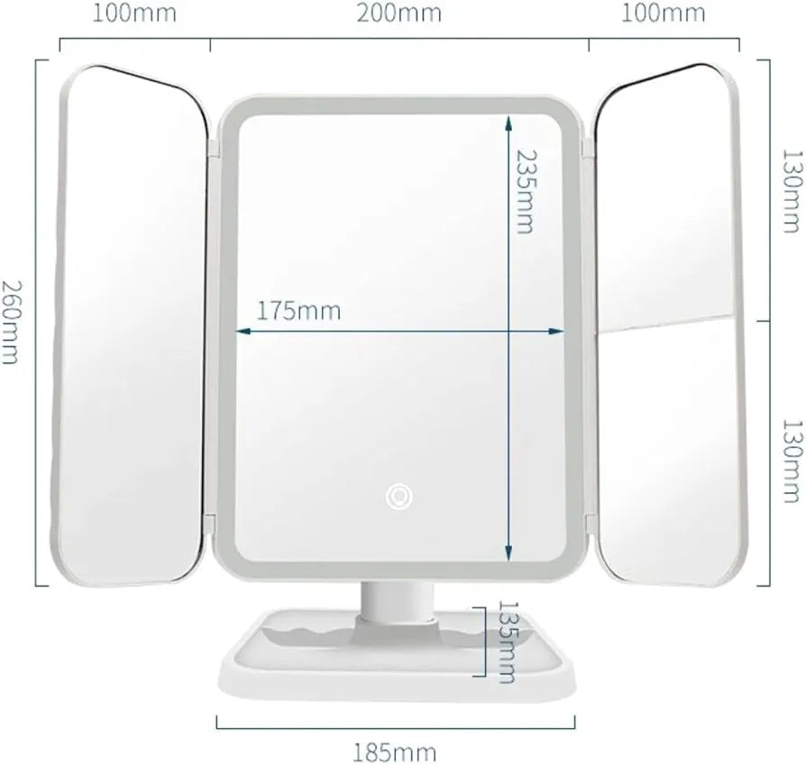 Tri-Fold Makeup LED Mirror