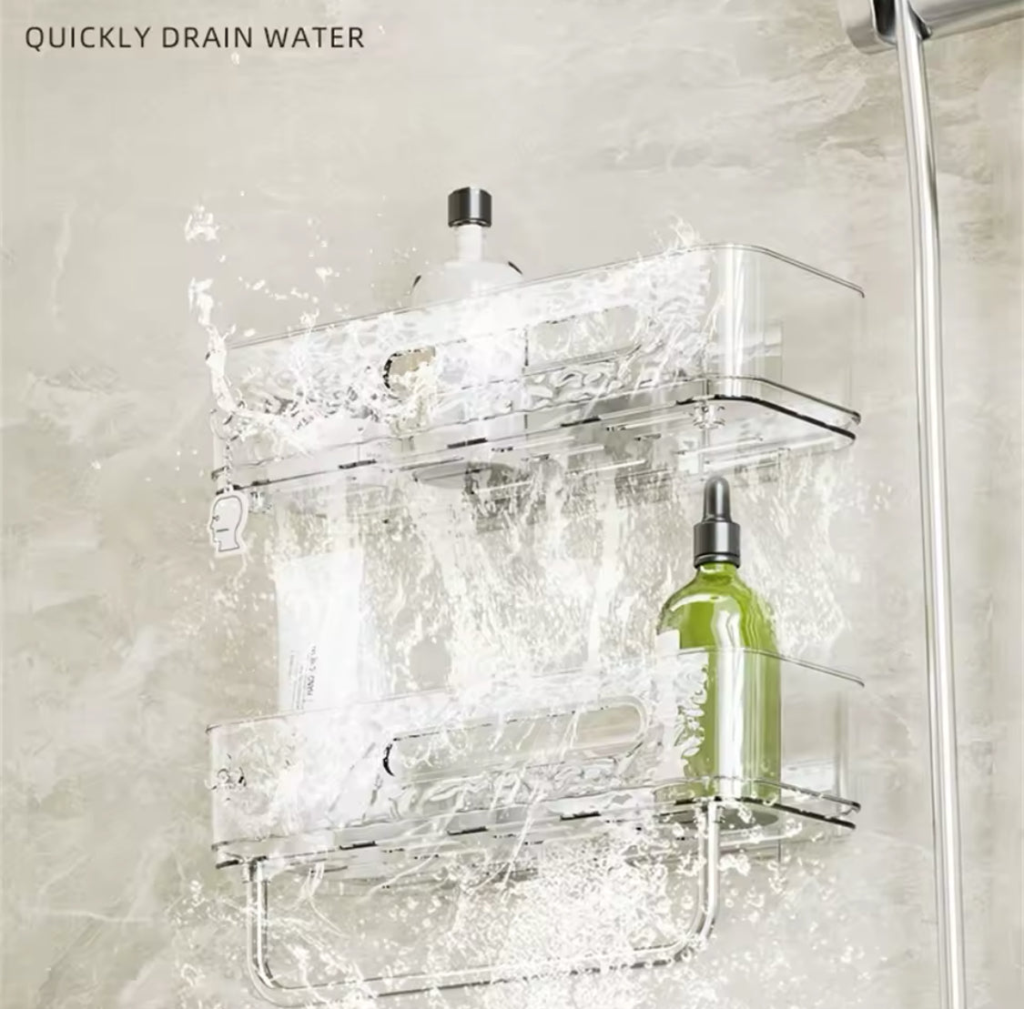 Self-Adhesive, Transparent Wall-Mounted Storage Rack