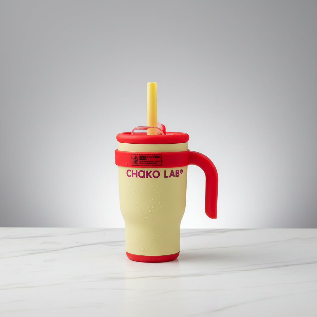 Chako Lab Insulated Stainless Steel Tumbler With Handle And Straw