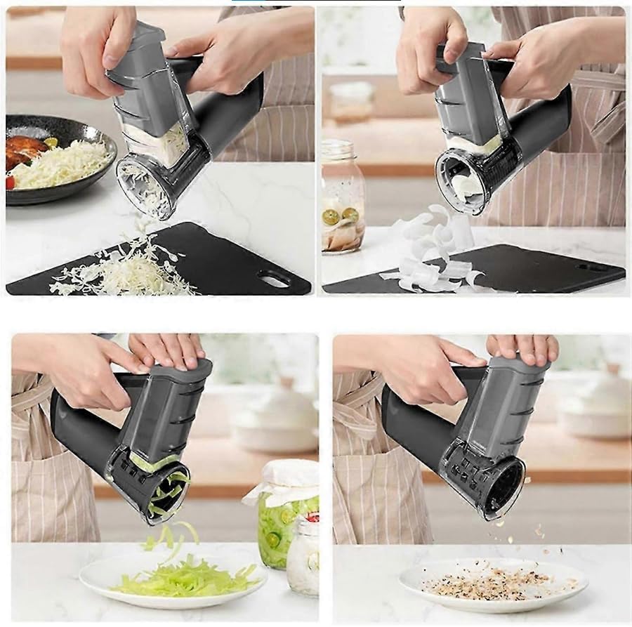 Multi-Functional Electric Food Chopper – Rechargeable Rotary Cheese Grater & Vegetable Slicer (4 Blades)