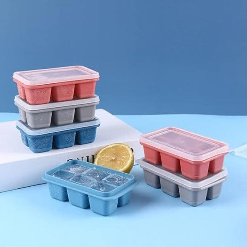 Mini Silicone Ice Cube Tray With Lid (Pack Of 2)