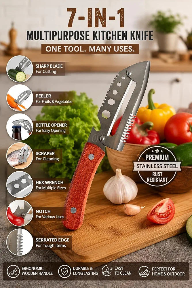 7-in-1 Multipurpose Kitchen Knife | Stainless Steel