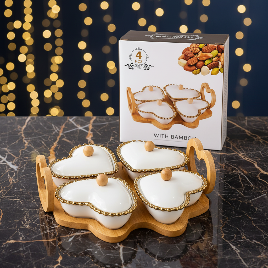 Heart Shaped Ceramic Serving Bowl Set