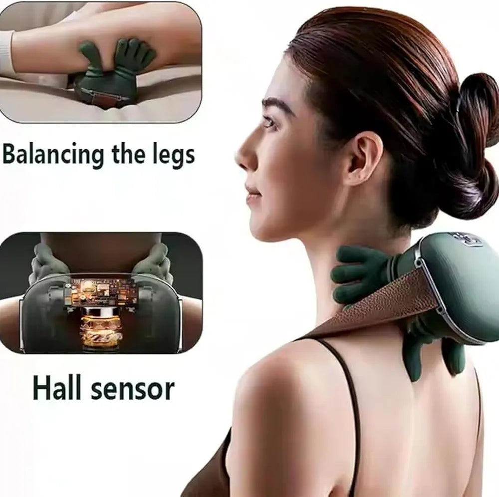 Portable Wireless Neck and Back Massager with Heat for Pain Relief