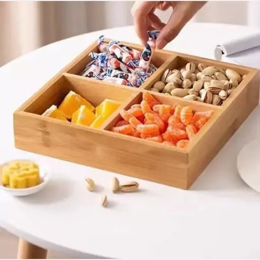 Elegant 4 Portion Wooden Serving Tray