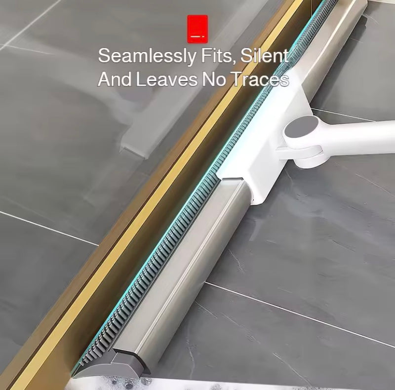 2-In-1 Adjustable Floor Squeegee & Rubber Broom with 180° Pivoting Head